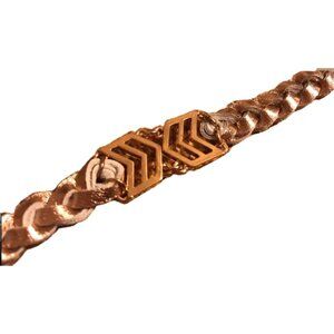 Ettika Bracelet Friendship Adjustable 18k Rose Gold Plated Grey Leather 7.5”